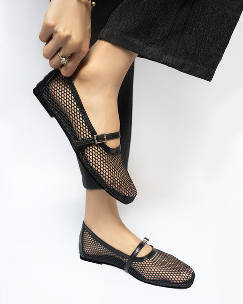 ELLA Fishnet Ballet Pumps